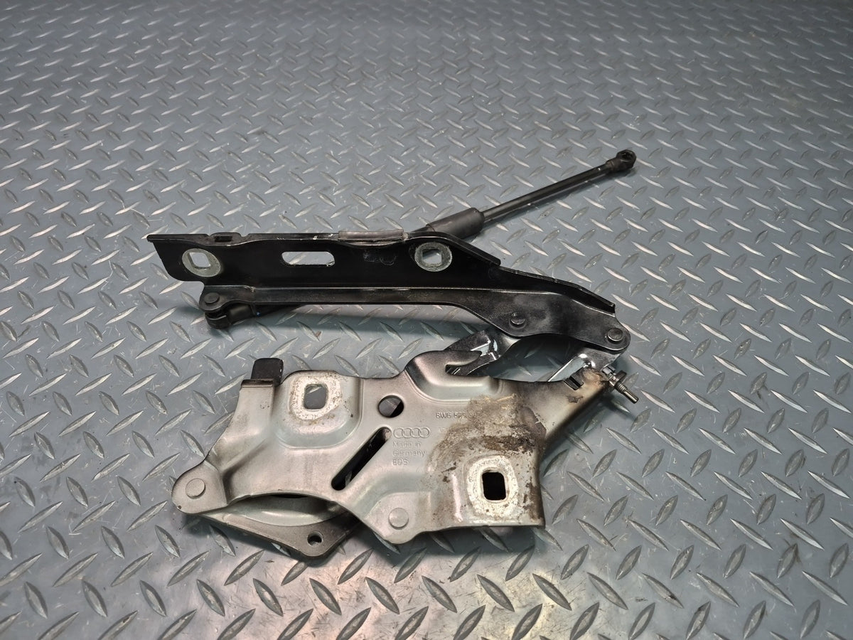 18-25 Audi A5 S5 Front Left & Right Hood Hinge w Shock Support Set Black OEM