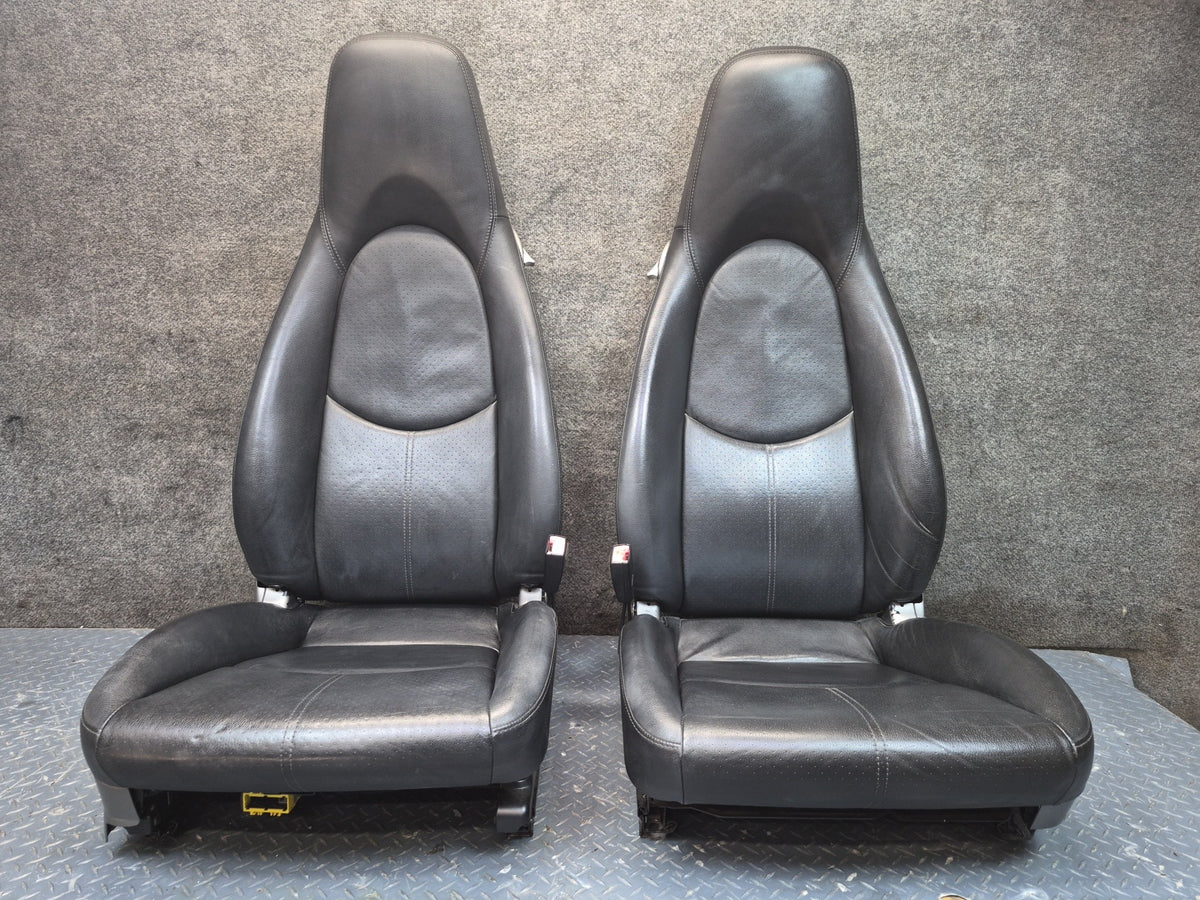 2005-2012 Porsche Boxster 987 Front Left & Right Side Leather Seat Black Set