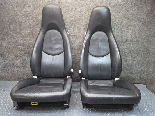 2005-2012 Porsche Boxster 987 Front Left & Right Side Leather Seat Black Set