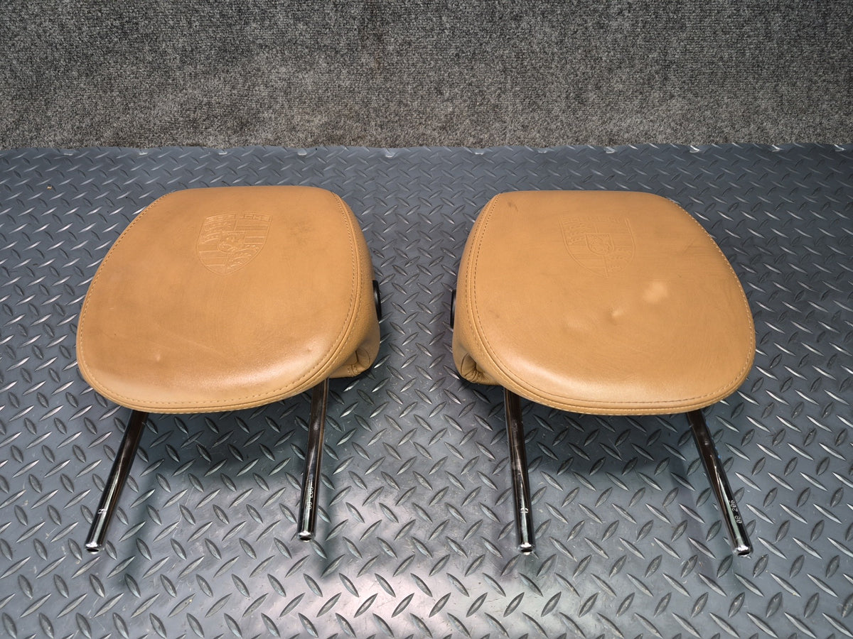 2003-2010 Porsche Cayenne 957 Front Seat Left & Right Leather Headrest Set of 2