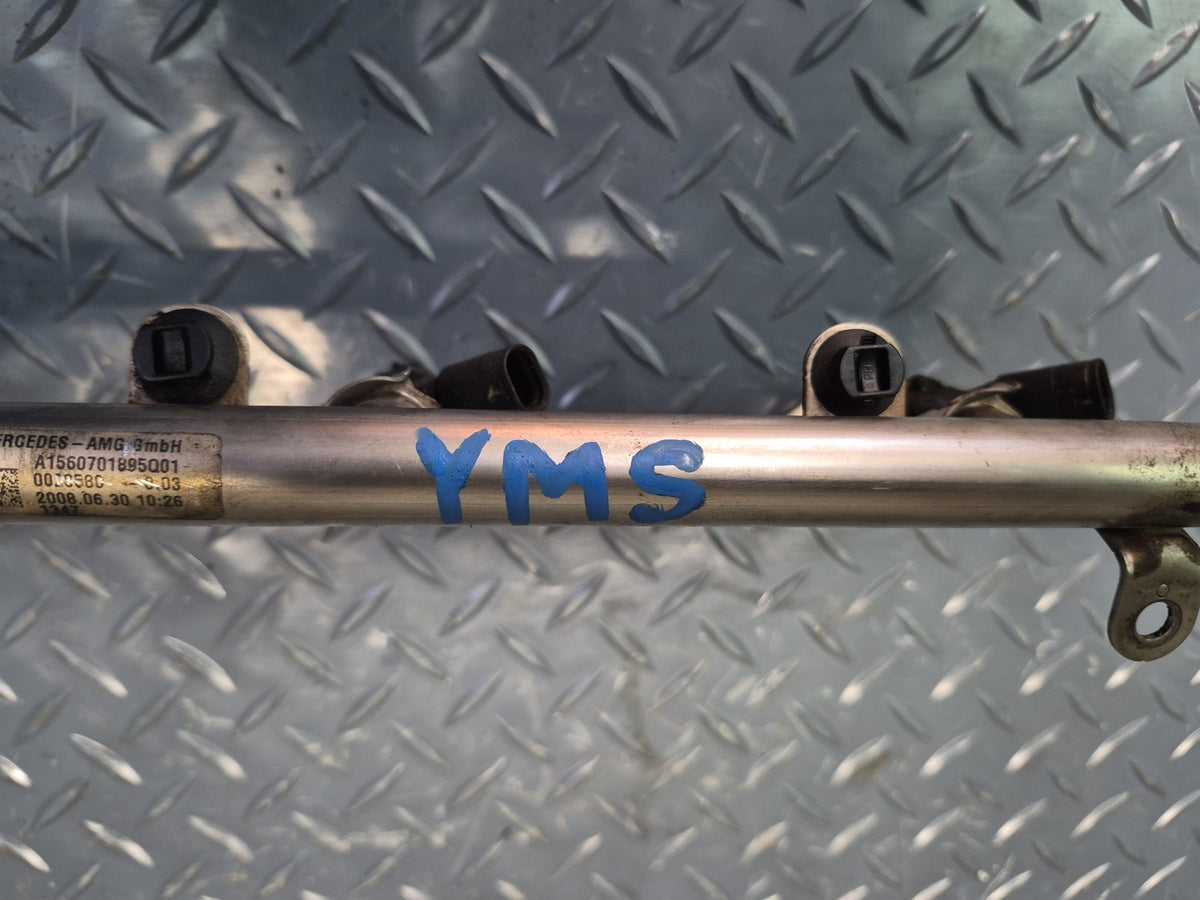 08-11 Mercedes W221 S63 AMG M156 6.3L Engine Fuel Rail w Injector Set OEM