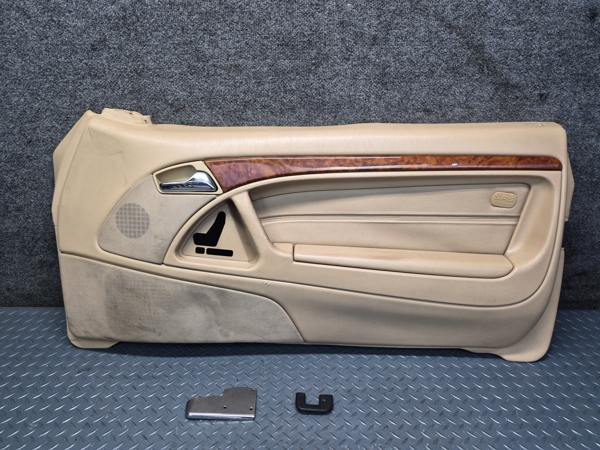 96-02 Mercedes R129 SL500 Right Door Interior Trim Cover Panel Beige Damaged