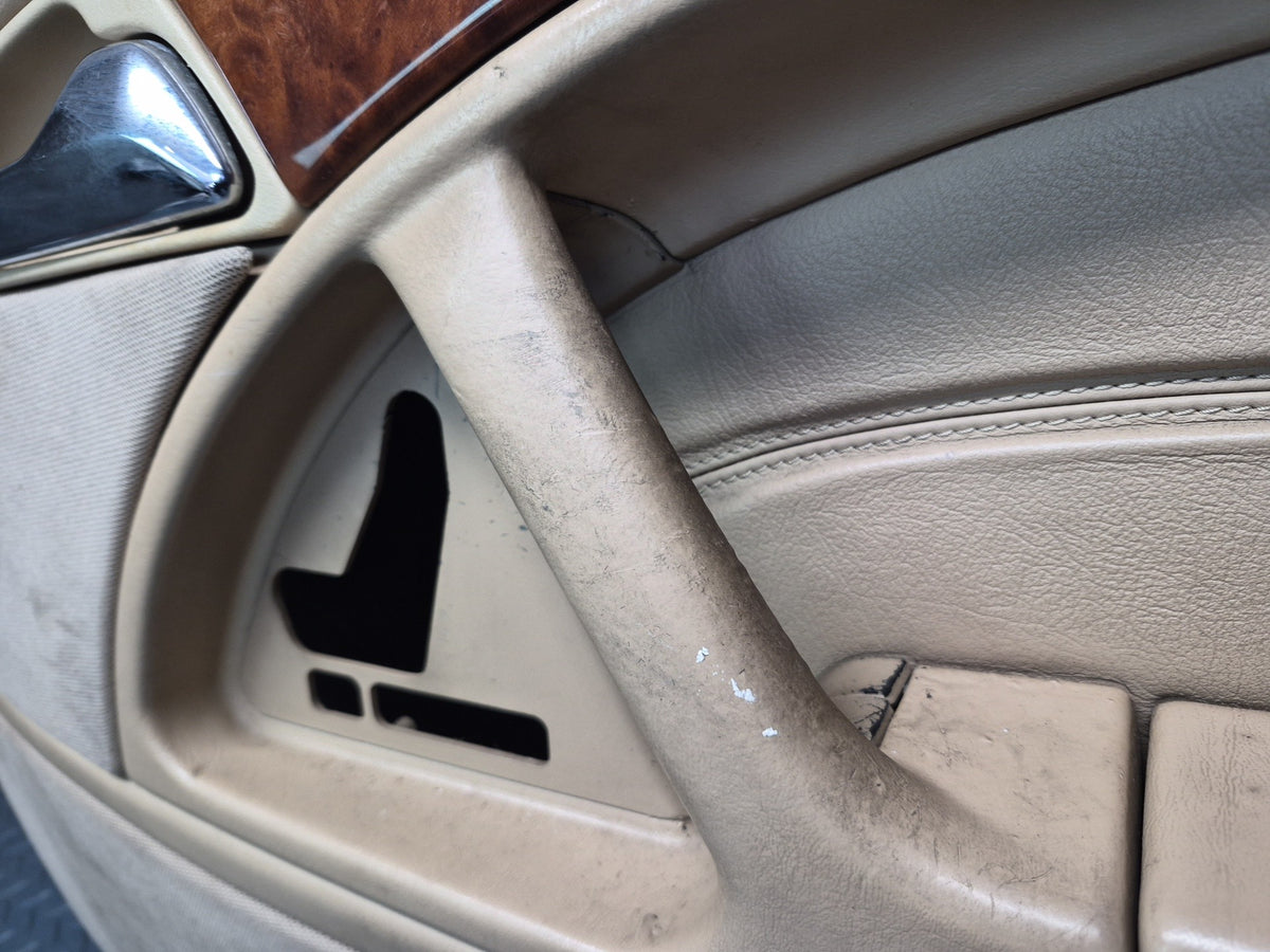 96-02 Mercedes R129 SL500 Right Door Interior Trim Cover Panel Beige Damaged