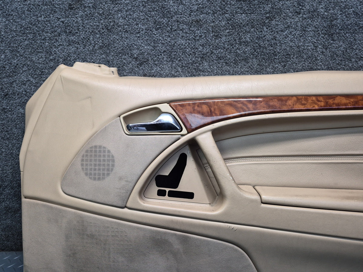 96-02 Mercedes R129 SL500 Right Door Interior Trim Cover Panel Beige Damaged