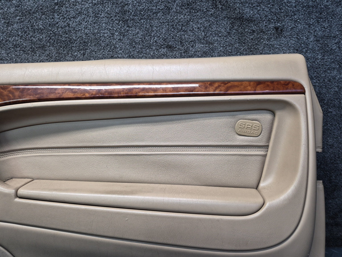 96-02 Mercedes R129 SL500 Right Door Interior Trim Cover Panel Beige Damaged