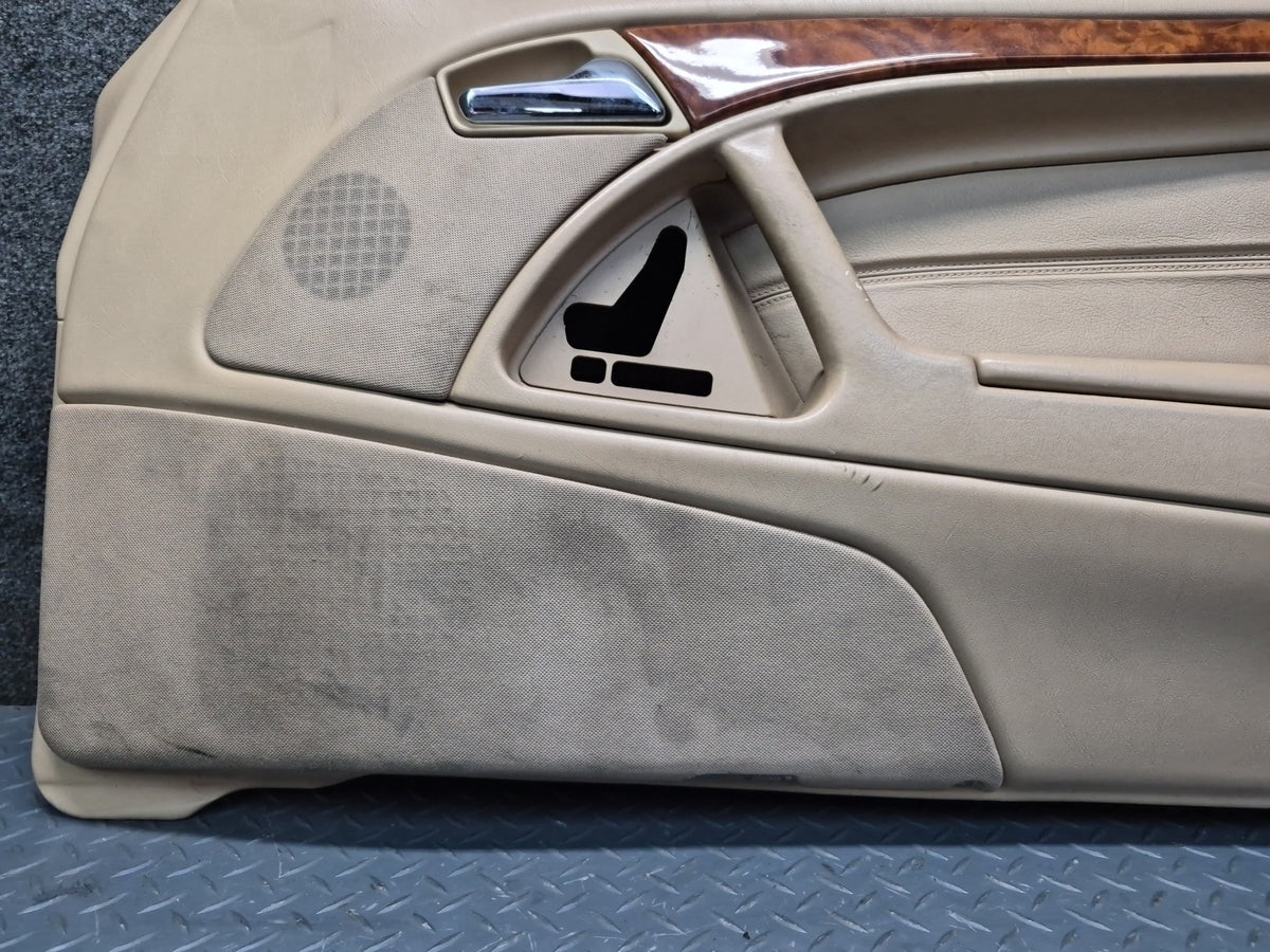 96-02 Mercedes R129 SL500 Right Door Interior Trim Cover Panel Beige Damaged