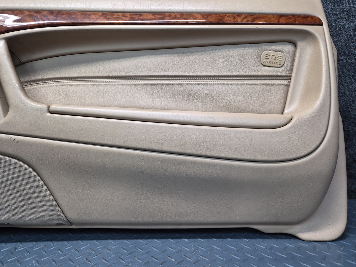 96-02 Mercedes R129 SL500 Right Door Interior Trim Cover Panel Beige Damaged