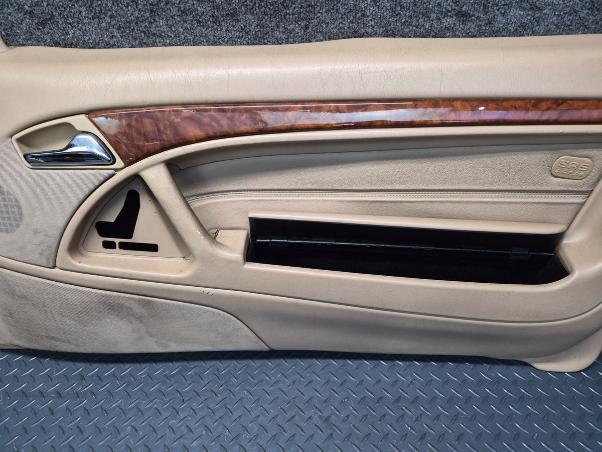 96-02 Mercedes R129 SL500 Right Door Interior Trim Cover Panel Beige Damaged