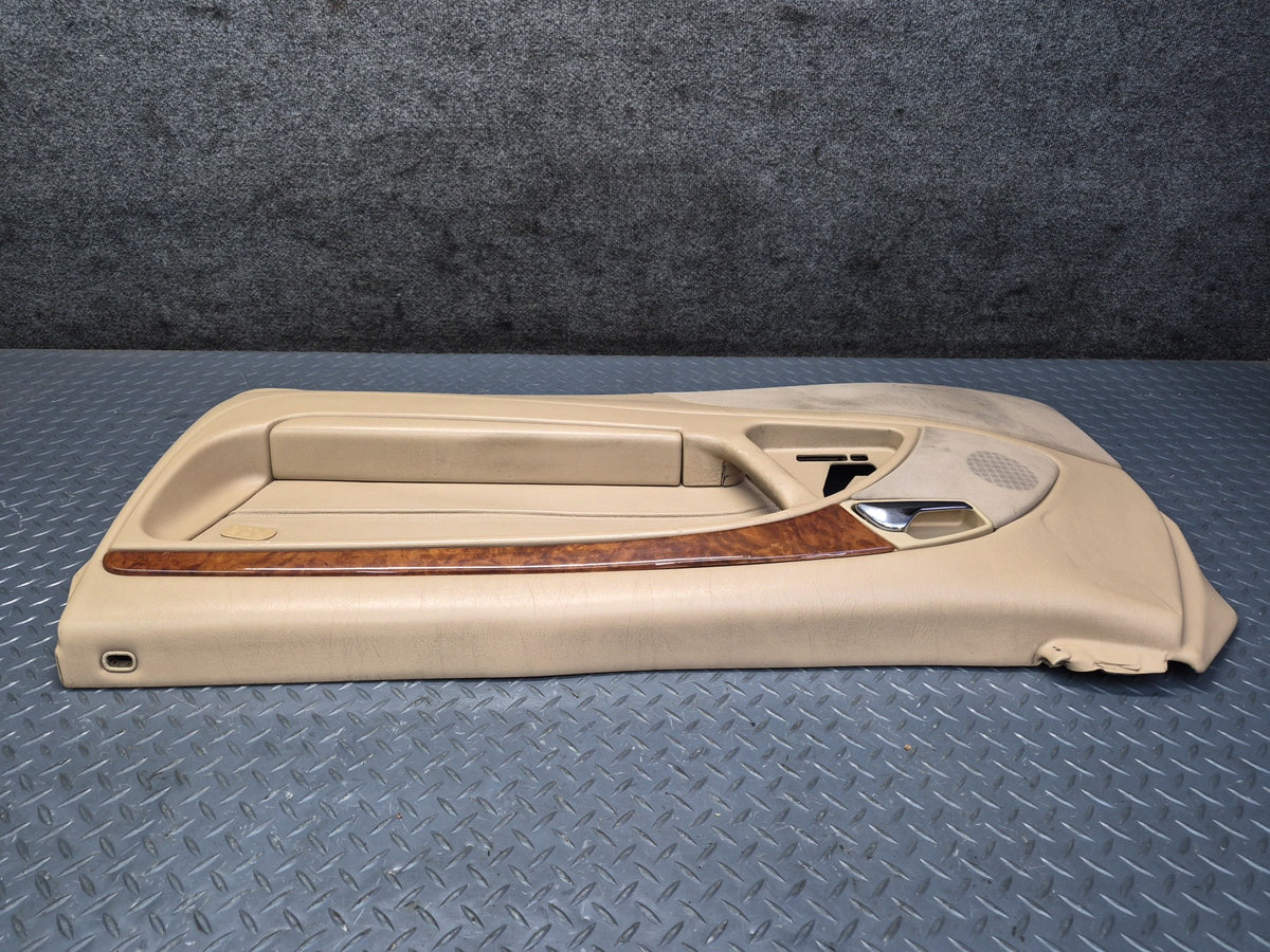 96-02 Mercedes R129 SL500 Right Door Interior Trim Cover Panel Beige Damaged