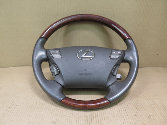 07-12 LEXUS USF40 LS460 LEATHER WOOD STEERING WHEEL CONTROLS SRS MODULE OEM