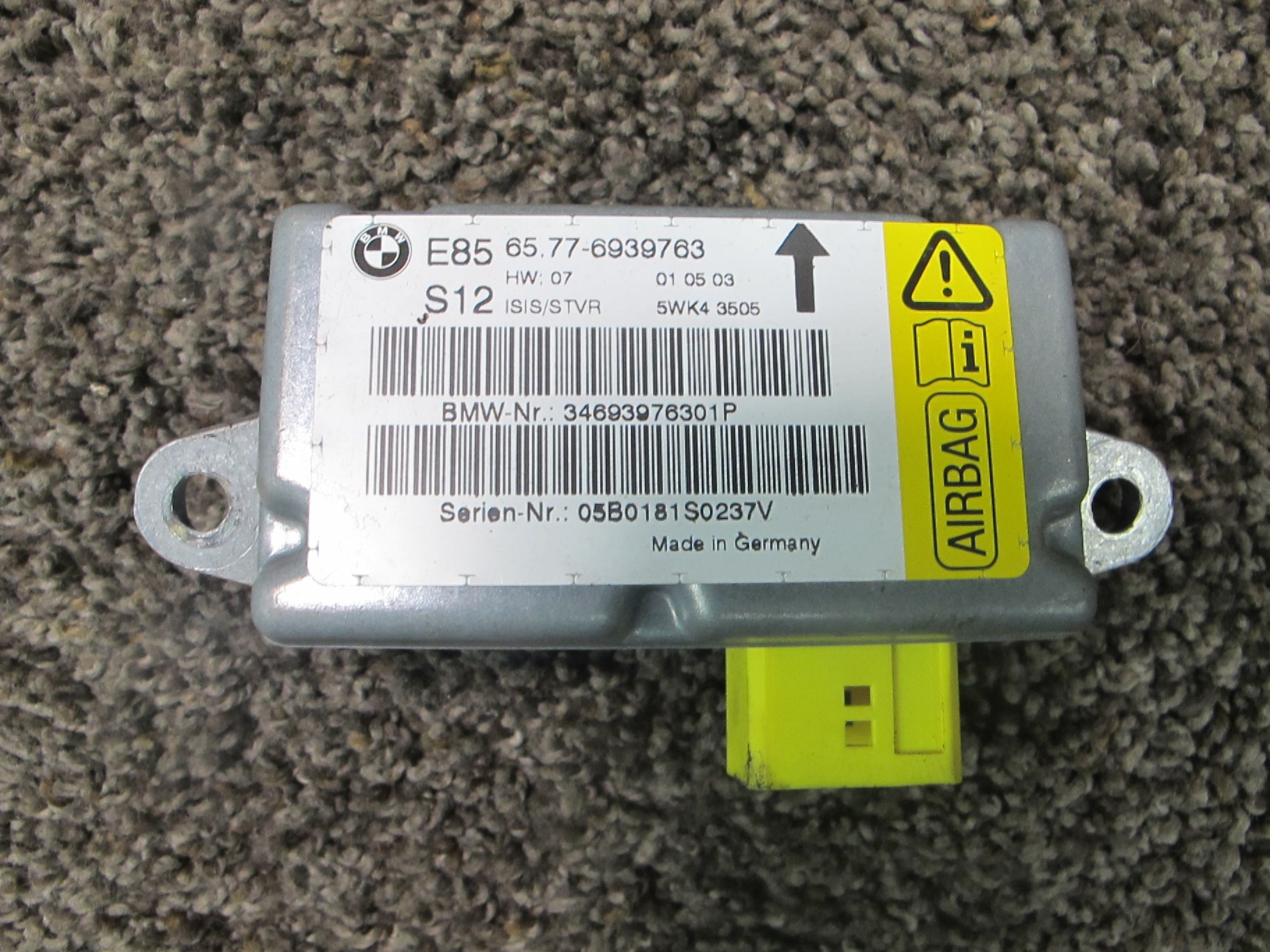 2003-2008 BMW Z4 E85 SRS Computer Control Module & Crash Impact Sensors Set OEM