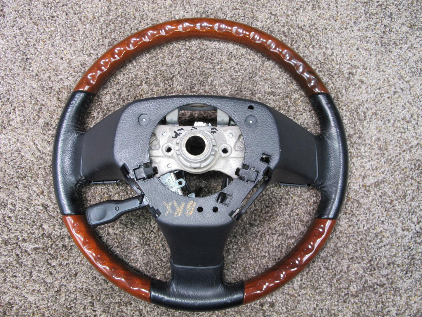 06-08 LEXUS XU30 RX400h LEATHER WOOD STEERING W CONTROLS OEM