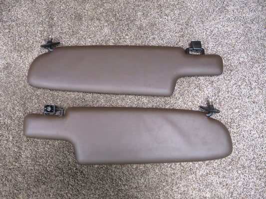 1984-1995 PORSCHE 928 S FRONT LEFT & RIGHT SIDE UPPER SUN VISOR SHADE SET BROWN