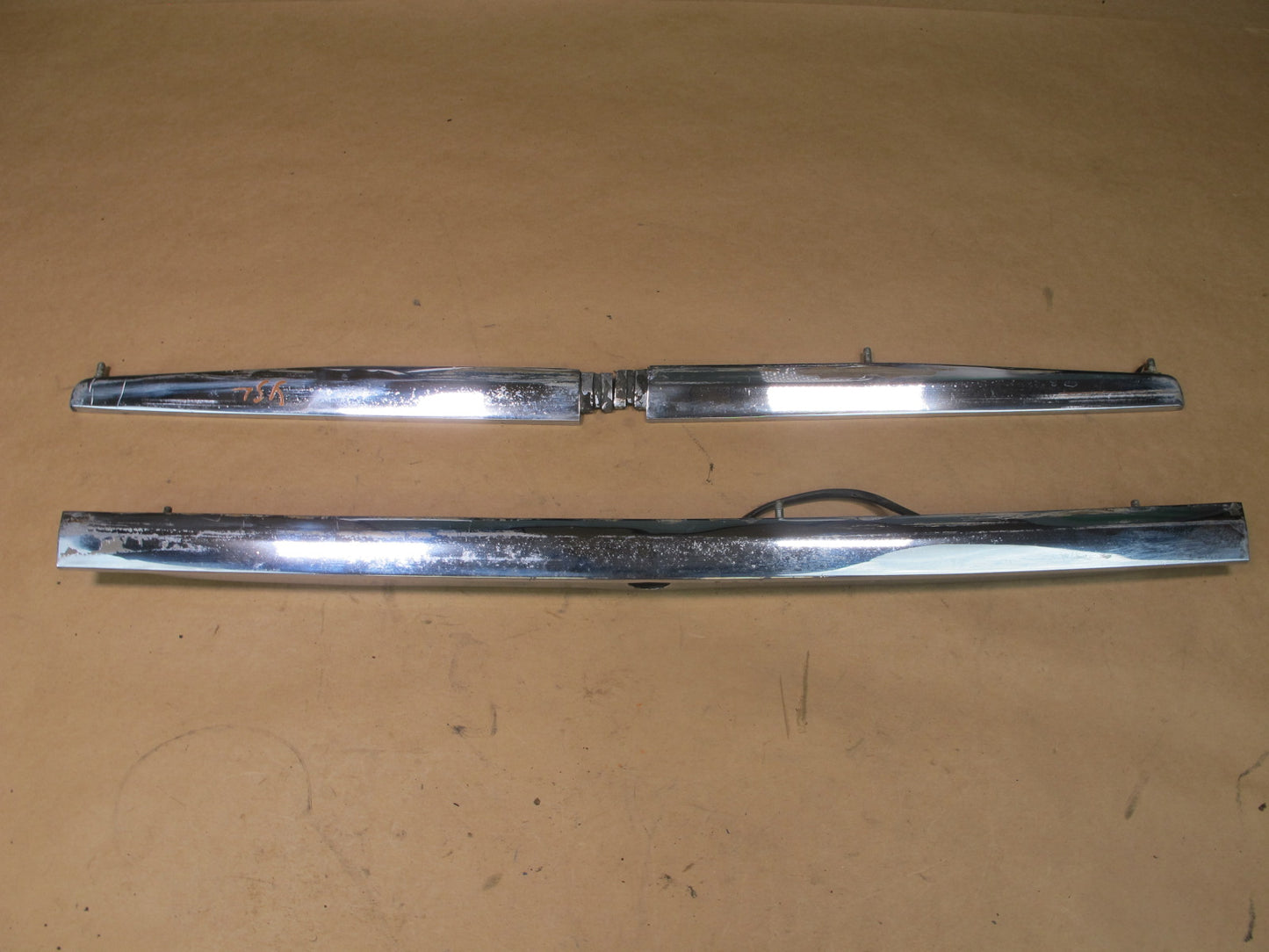 73-85 MERCEDES R107 SET OF 3 REAR TRUNK LID CHROME TRIM MOLDING COVER OEM