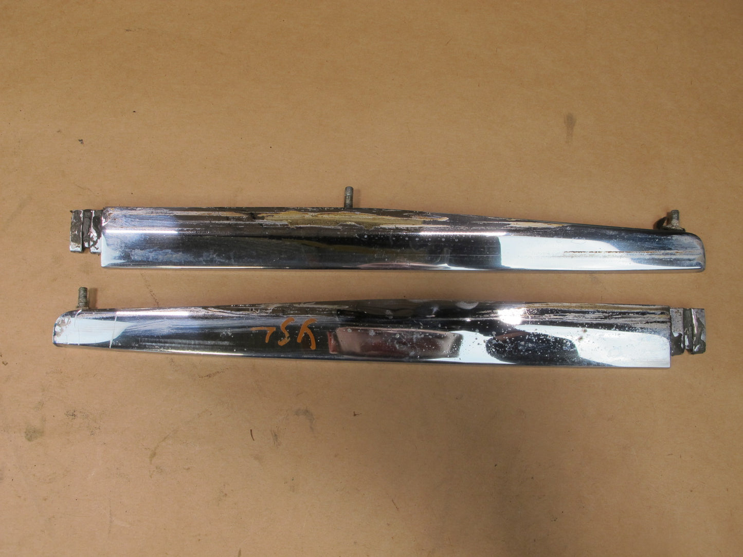 73-85 MERCEDES R107 SET OF 3 REAR TRUNK LID CHROME TRIM MOLDING COVER OEM