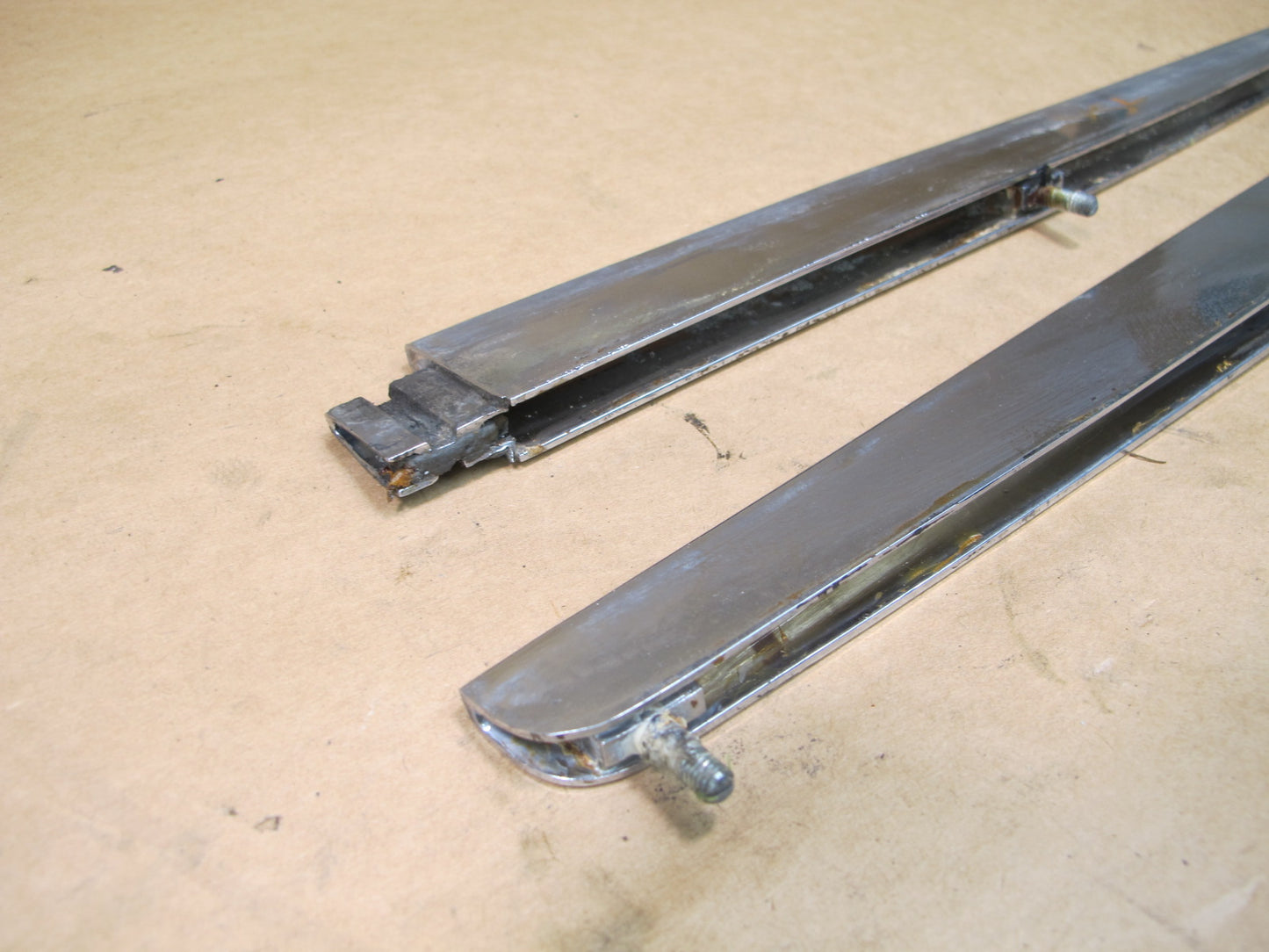 73-85 MERCEDES R107 SET OF 3 REAR TRUNK LID CHROME TRIM MOLDING COVER OEM