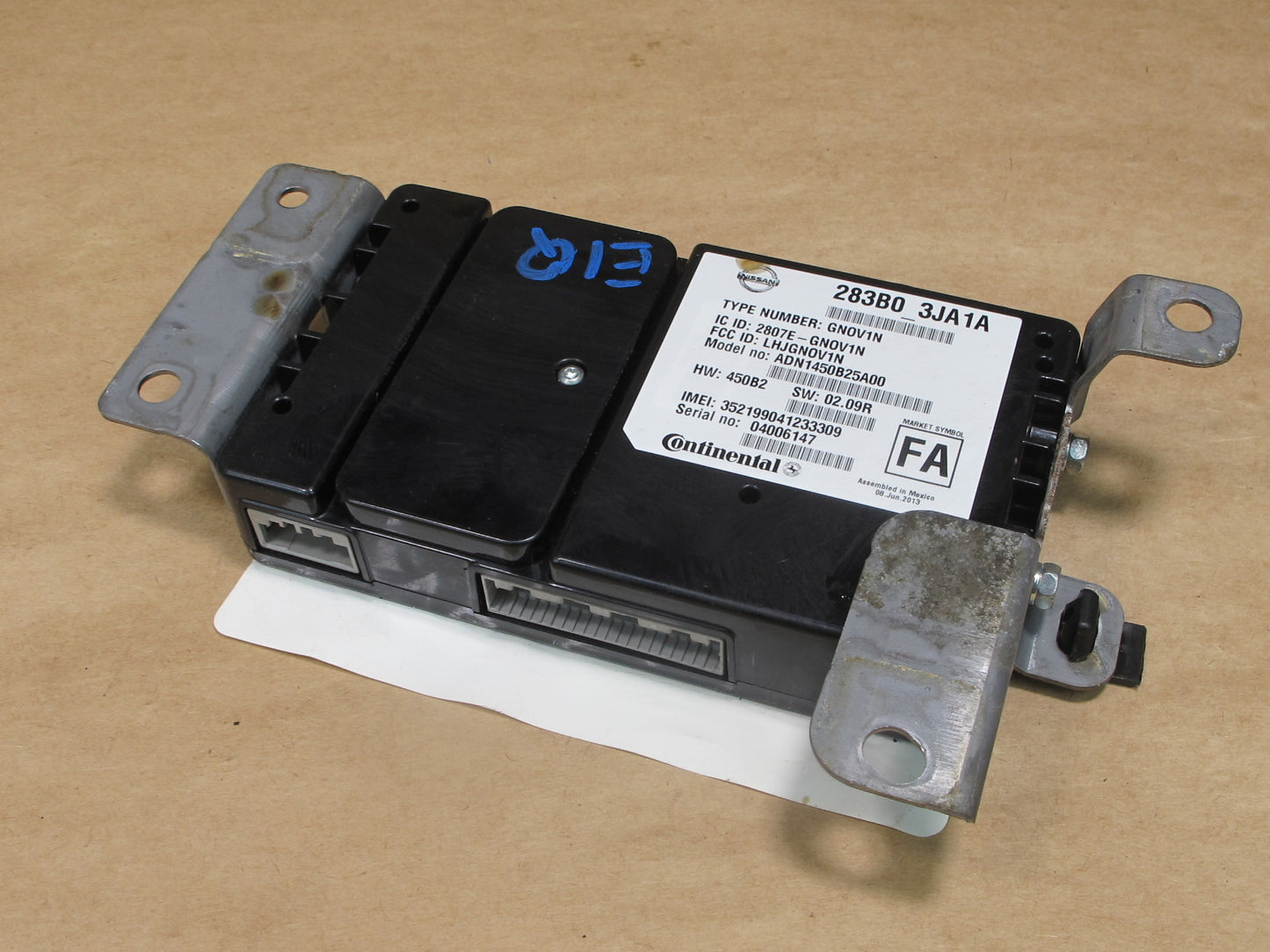 2013-2015 INFINITI JX35 QX60 TEKEMATICS COMMUNICATION CONTROL MODULE 283B03JA1A