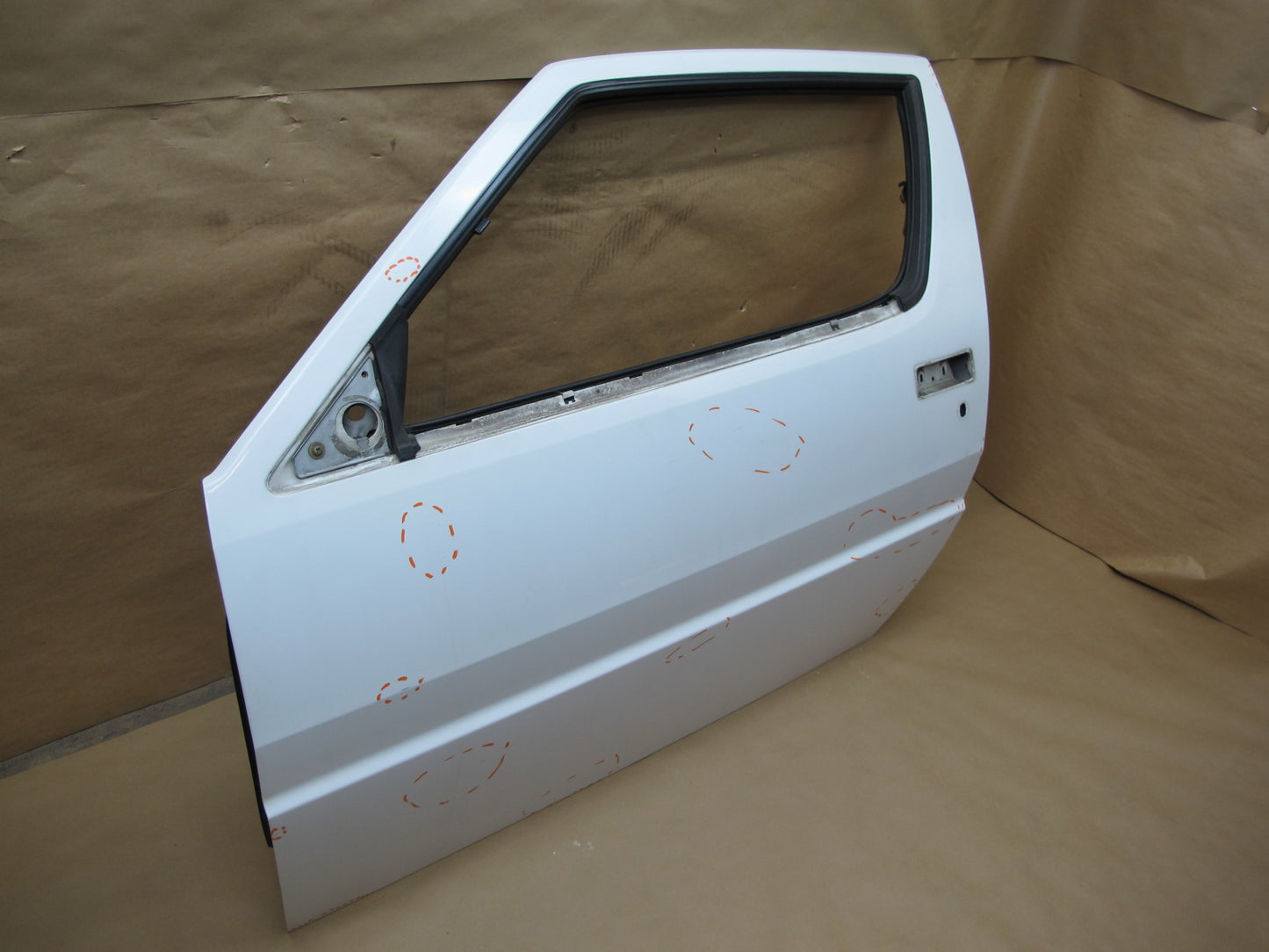 87-88 MITSUBISHI STARION FRONT LEFT DRIVER DOOR SHELL PANEL WHITE OEM