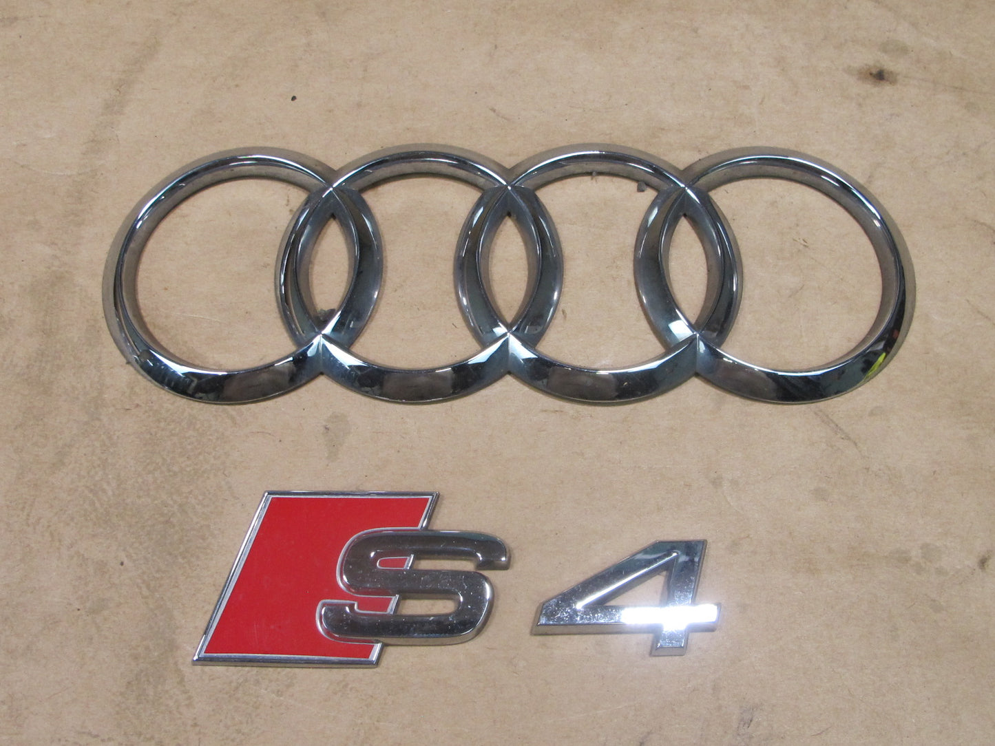 13-16 AUDI B8 S4 REAR TRUNK LID EMBLEM LOGO BADGE SYMBOL SET OEM