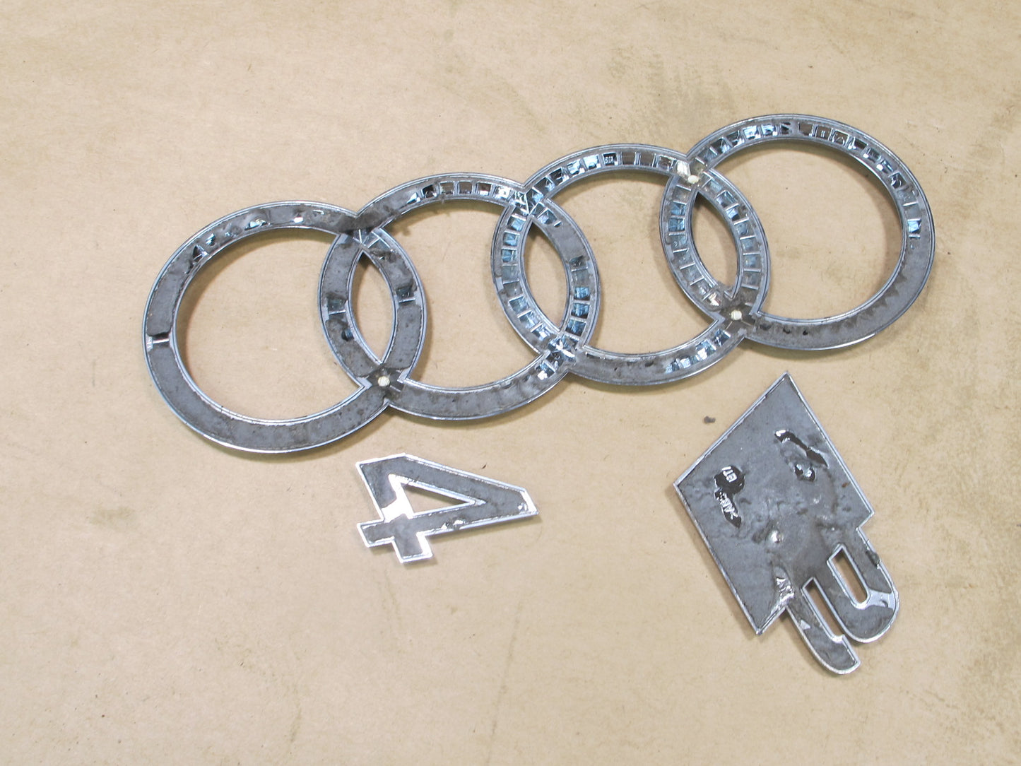 13-16 AUDI B8 S4 REAR TRUNK LID EMBLEM LOGO BADGE SYMBOL SET OEM