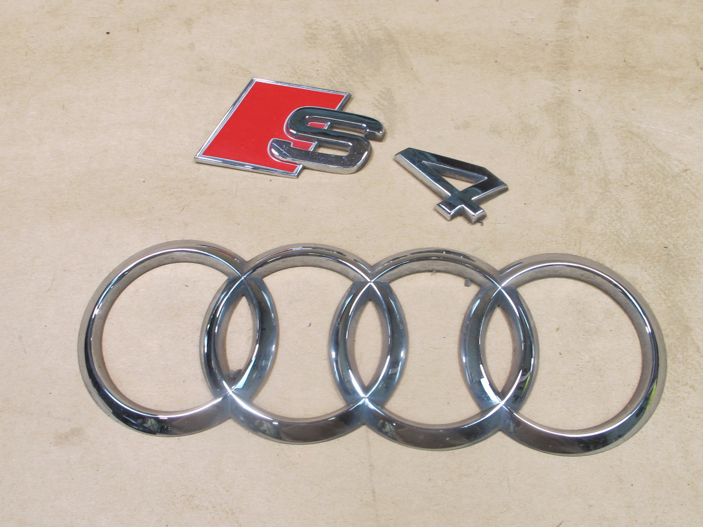 13-16 AUDI B8 S4 REAR TRUNK LID EMBLEM LOGO BADGE SYMBOL SET OEM