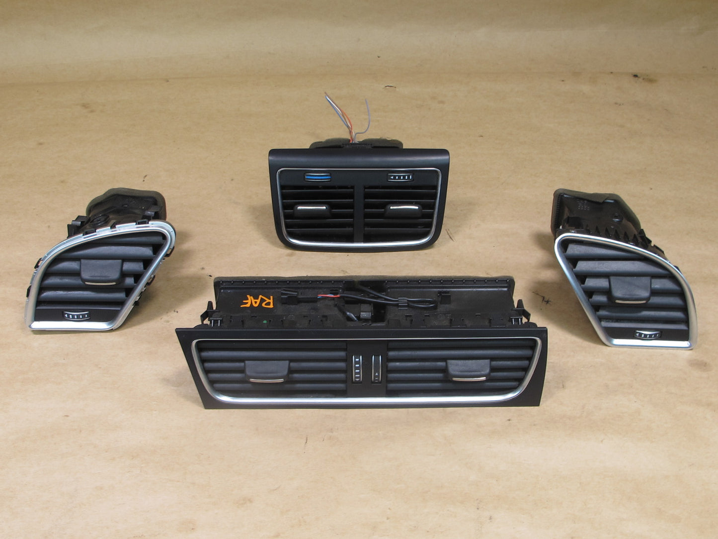 09-16 AUDI B8 A4 S4 SET OF 4 DASH & REAR CENTER CONSOLE A/C AIR VENT OEM