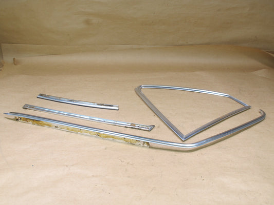 73-85 MERCEDES R107 RIGHT HARD TOP WINDOW CHROME TRIM MOLDING COVER SET OEM