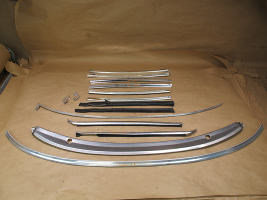 73-85 MERCEDES R107 WINDSHIELD DOOR CHROME TRIM MOLDING SET OEM