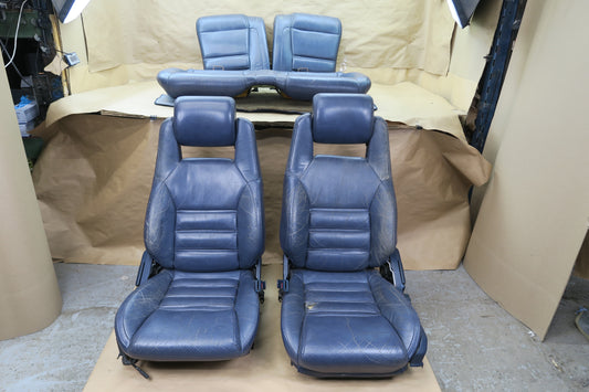 86-88 TOYOTA SUPRA MK3 FRONT & REAR LEATHER SEAT BLUE SET OEM