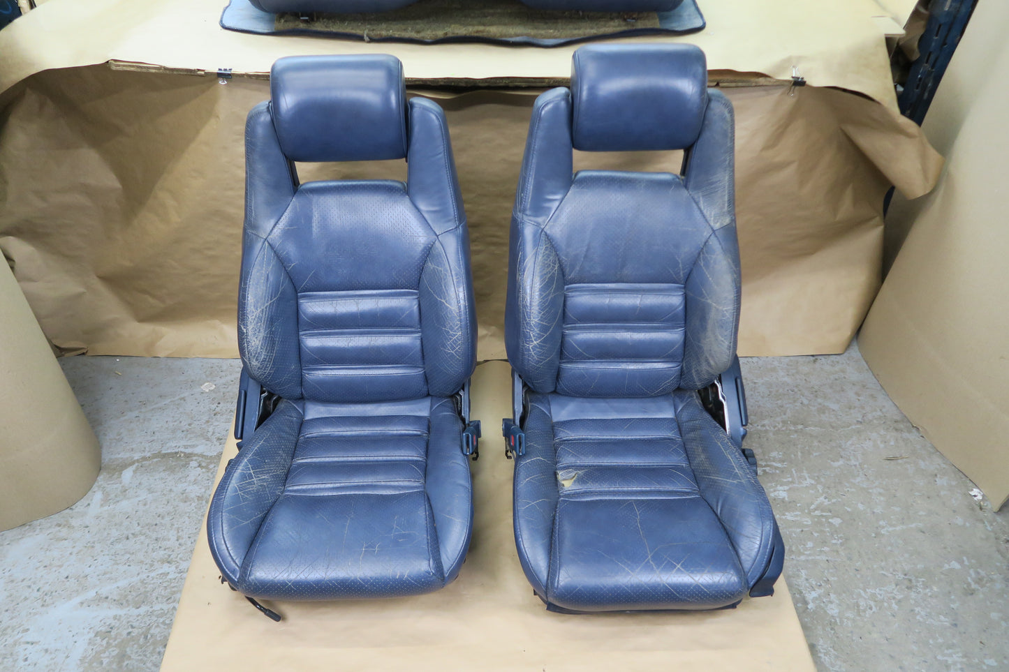 86-88 TOYOTA SUPRA MK3 FRONT & REAR LEATHER SEAT BLUE SET OEM