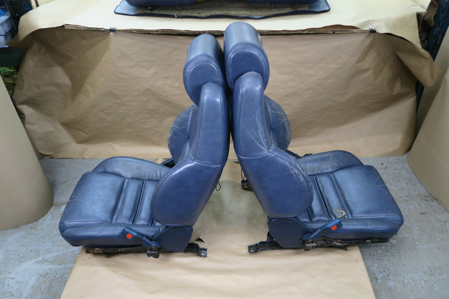 86-88 TOYOTA SUPRA MK3 FRONT & REAR LEATHER SEAT BLUE SET OEM