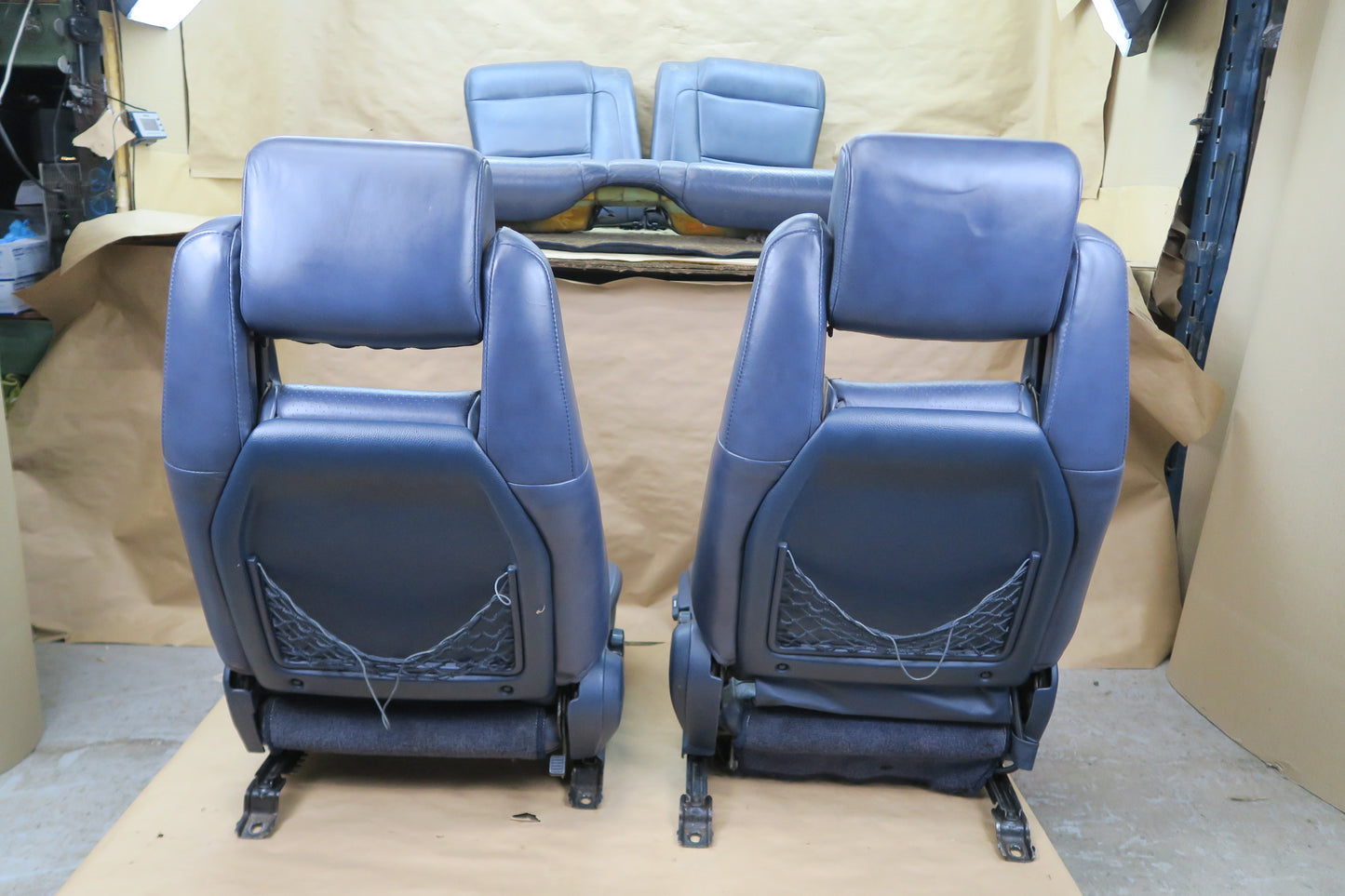 86-88 TOYOTA SUPRA MK3 FRONT & REAR LEATHER SEAT BLUE SET OEM