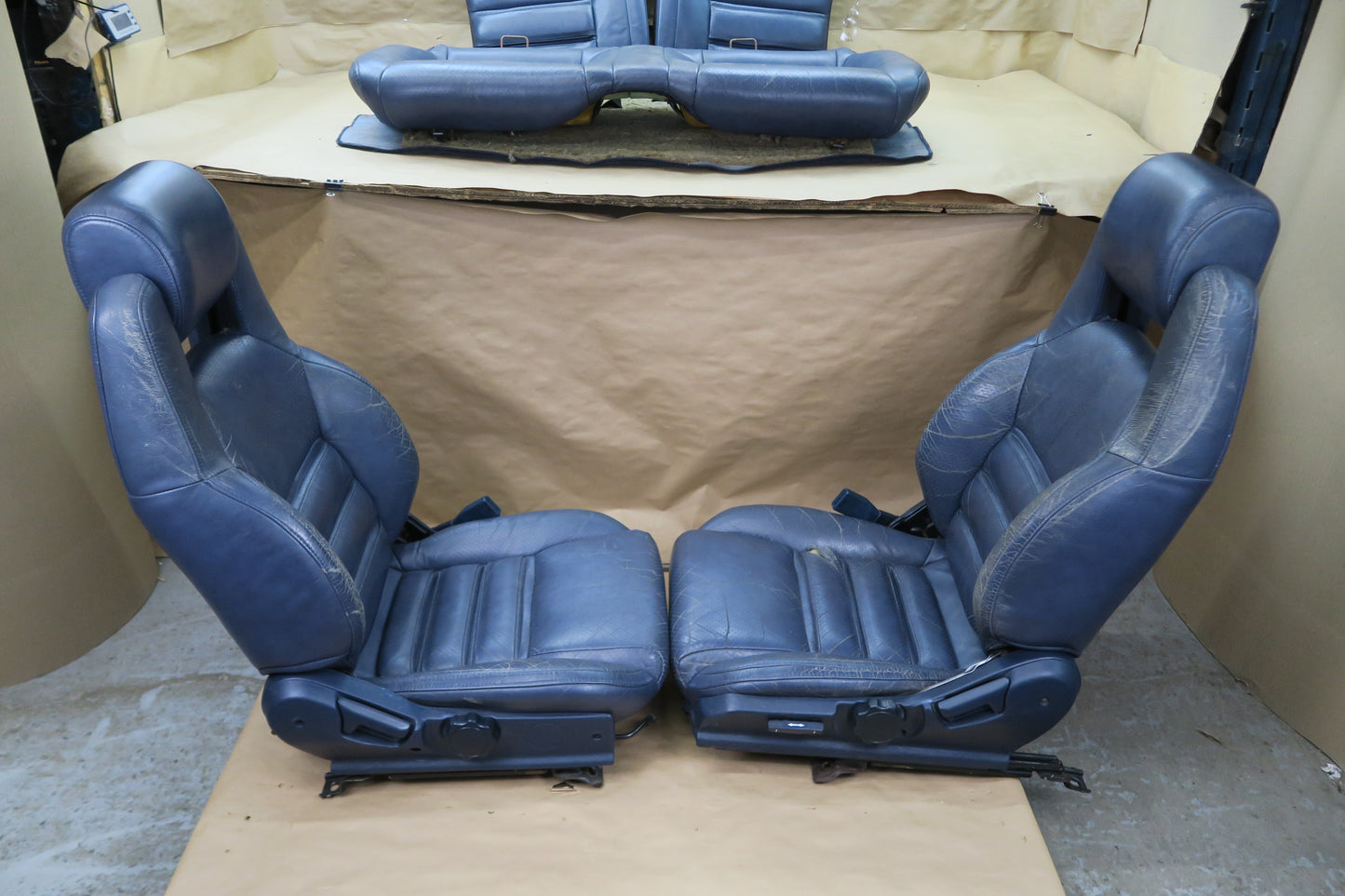 86-88 TOYOTA SUPRA MK3 FRONT & REAR LEATHER SEAT BLUE SET OEM