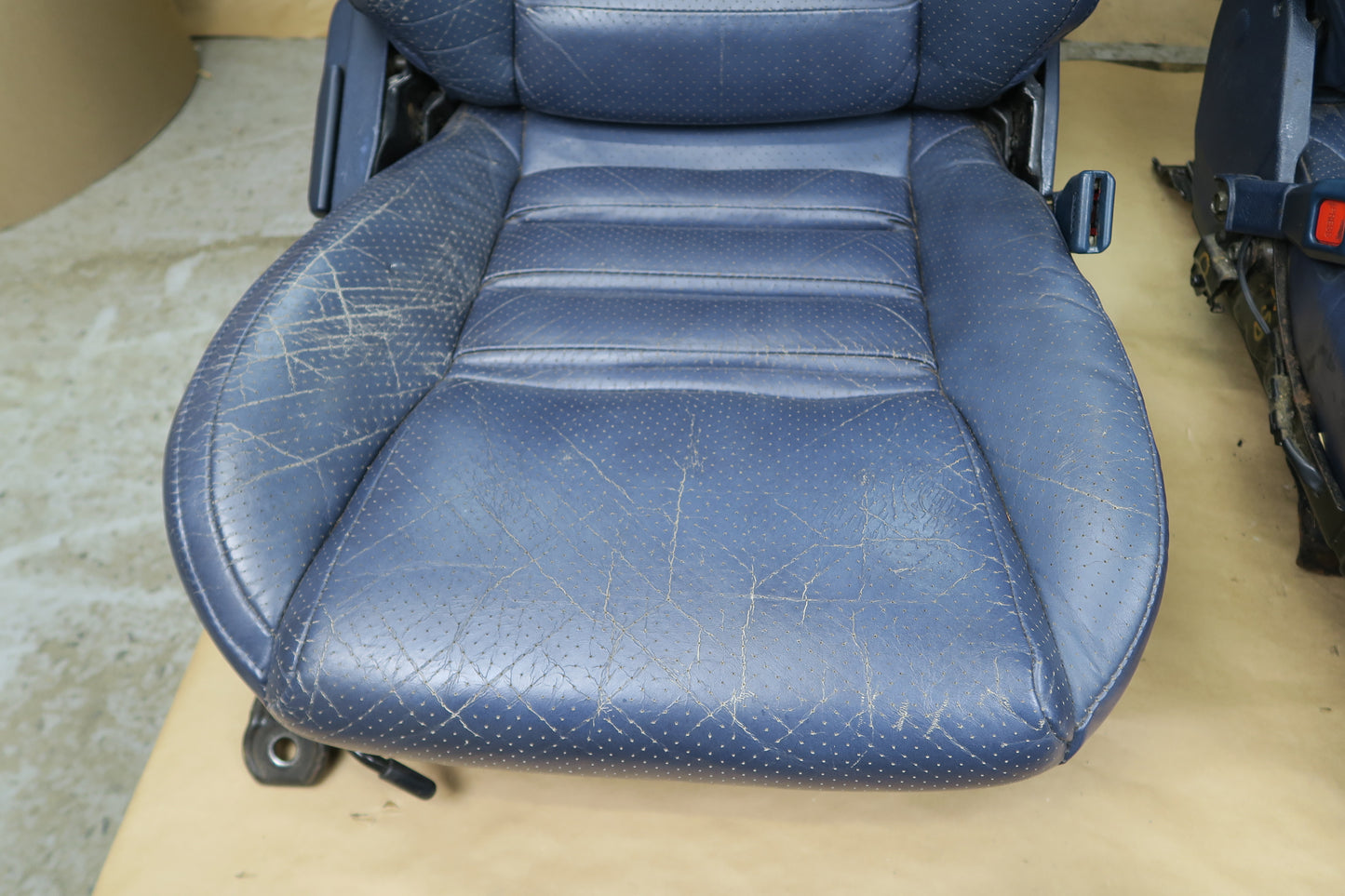 86-88 TOYOTA SUPRA MK3 FRONT & REAR LEATHER SEAT BLUE SET OEM