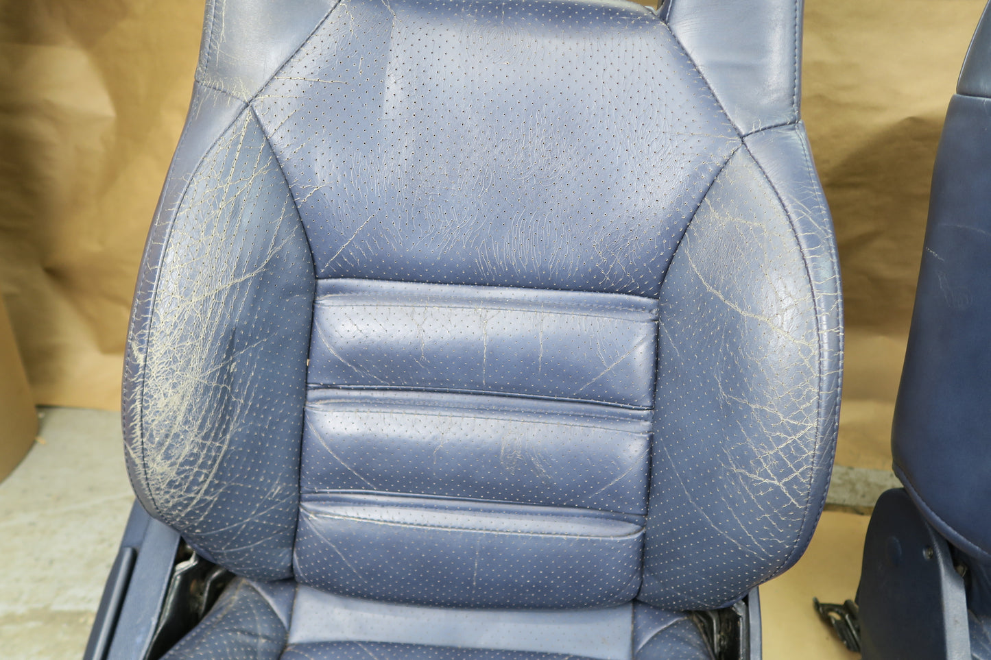 86-88 TOYOTA SUPRA MK3 FRONT & REAR LEATHER SEAT BLUE SET OEM