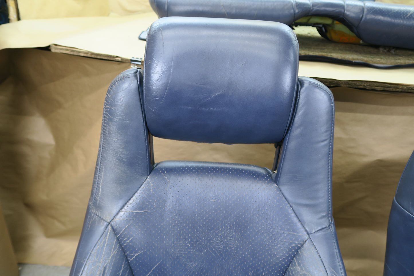 86-88 TOYOTA SUPRA MK3 FRONT & REAR LEATHER SEAT BLUE SET OEM