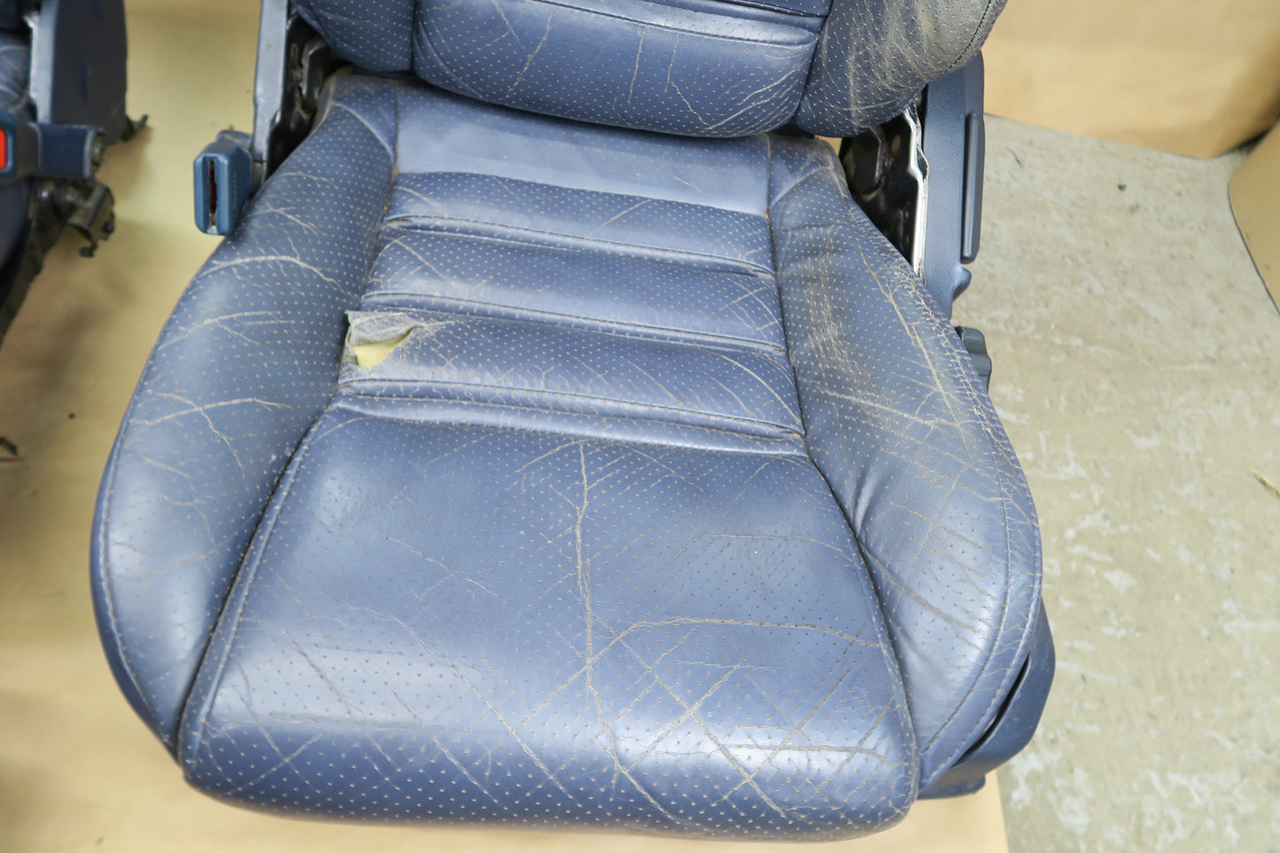 86-88 TOYOTA SUPRA MK3 FRONT & REAR LEATHER SEAT BLUE SET OEM