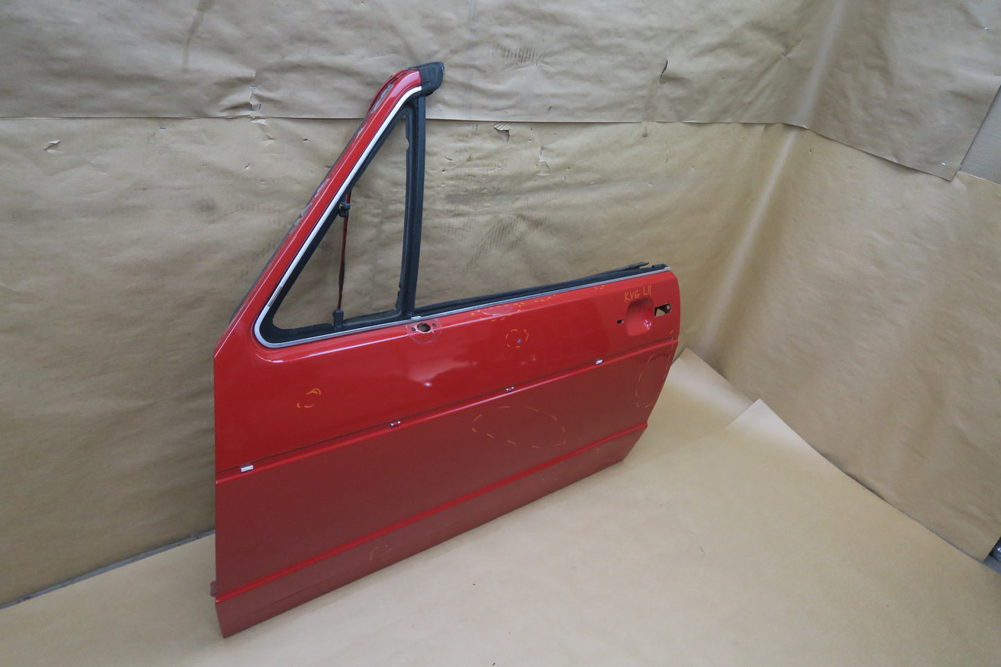 85-93 VW GOLF MK1 CABRIOLET LEFT DRIVER DOOR SHELL PANEL RED OEM