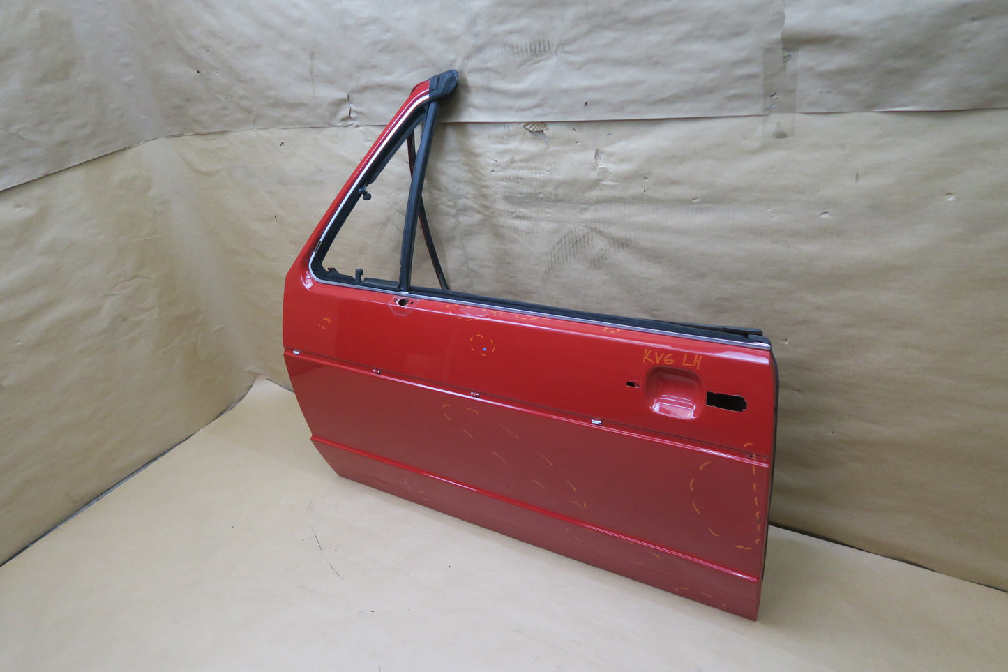 85-93 VW GOLF MK1 CABRIOLET LEFT DRIVER DOOR SHELL PANEL RED OEM