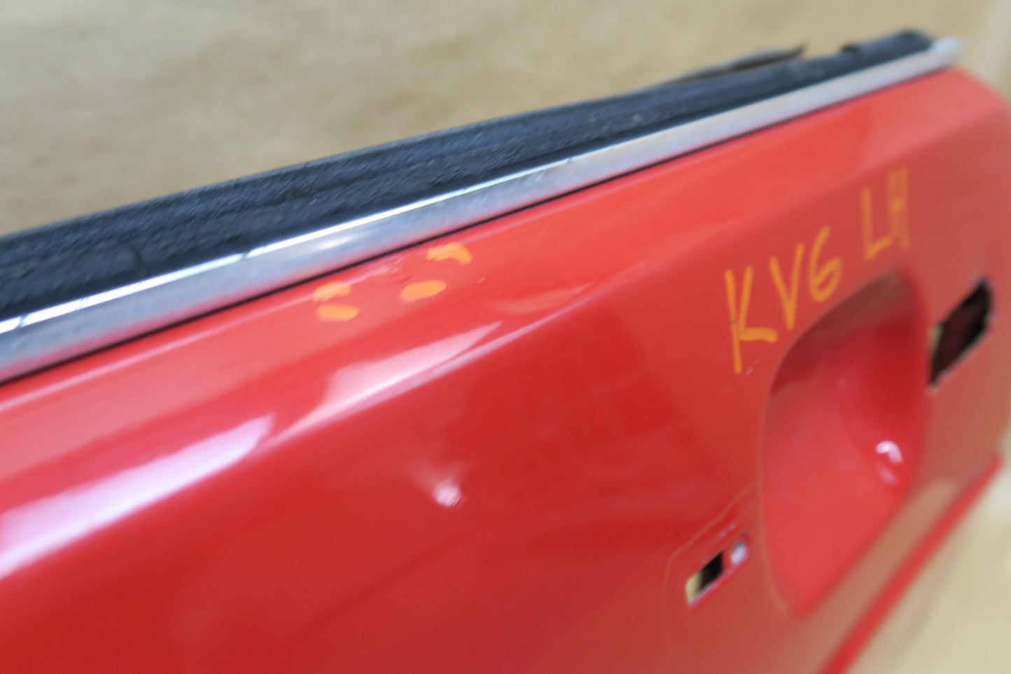 85-93 VW GOLF MK1 CABRIOLET LEFT DRIVER DOOR SHELL PANEL RED OEM