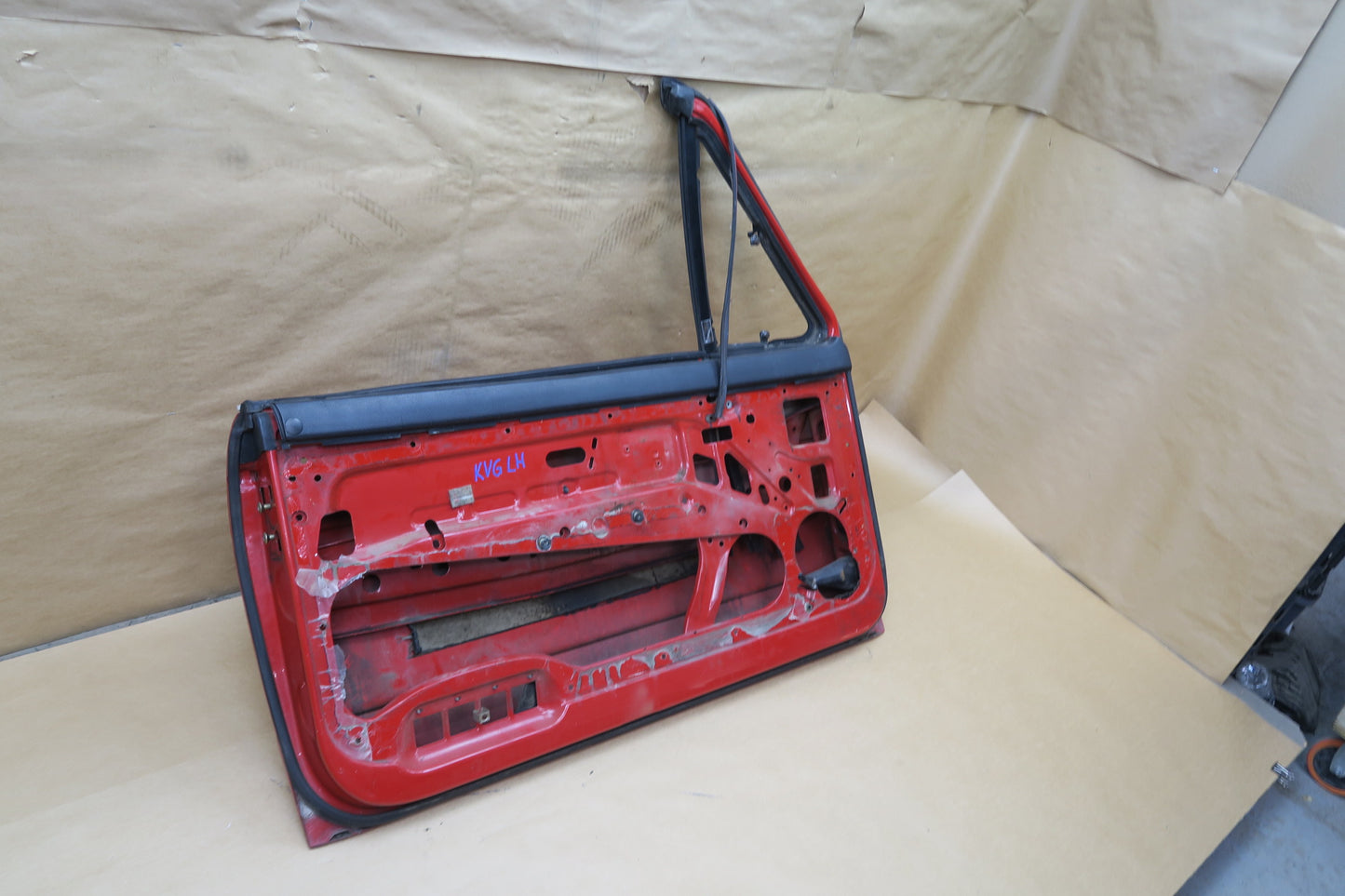 85-93 VW GOLF MK1 CABRIOLET LEFT DRIVER DOOR SHELL PANEL RED OEM