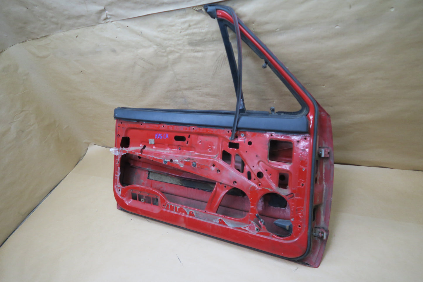 85-93 VW GOLF MK1 CABRIOLET LEFT DRIVER DOOR SHELL PANEL RED OEM