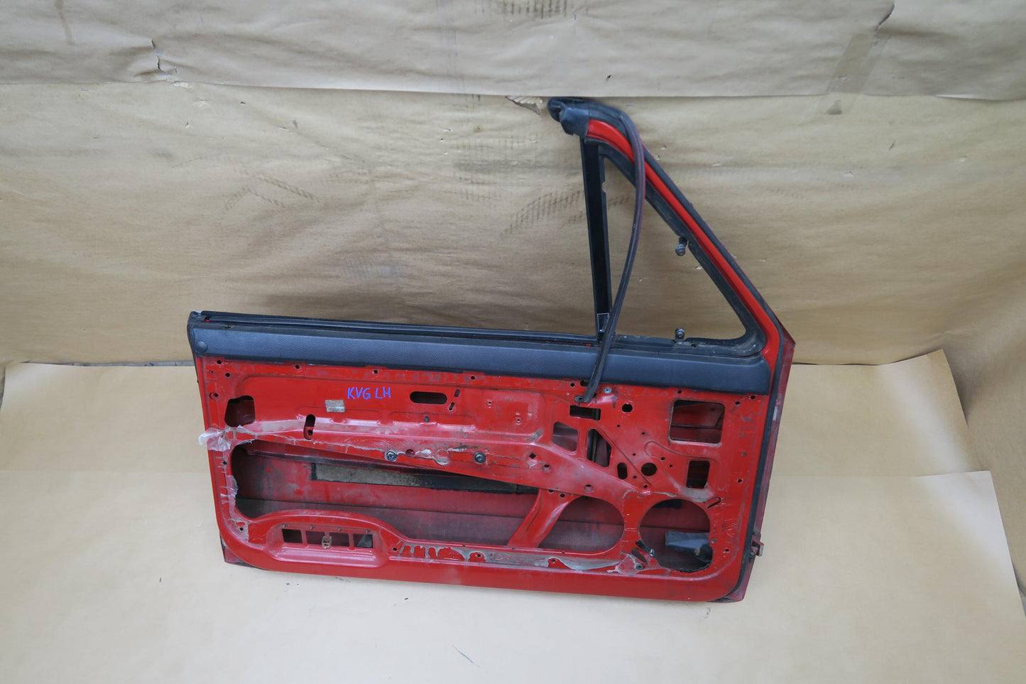 85-93 VW GOLF MK1 CABRIOLET LEFT DRIVER DOOR SHELL PANEL RED OEM