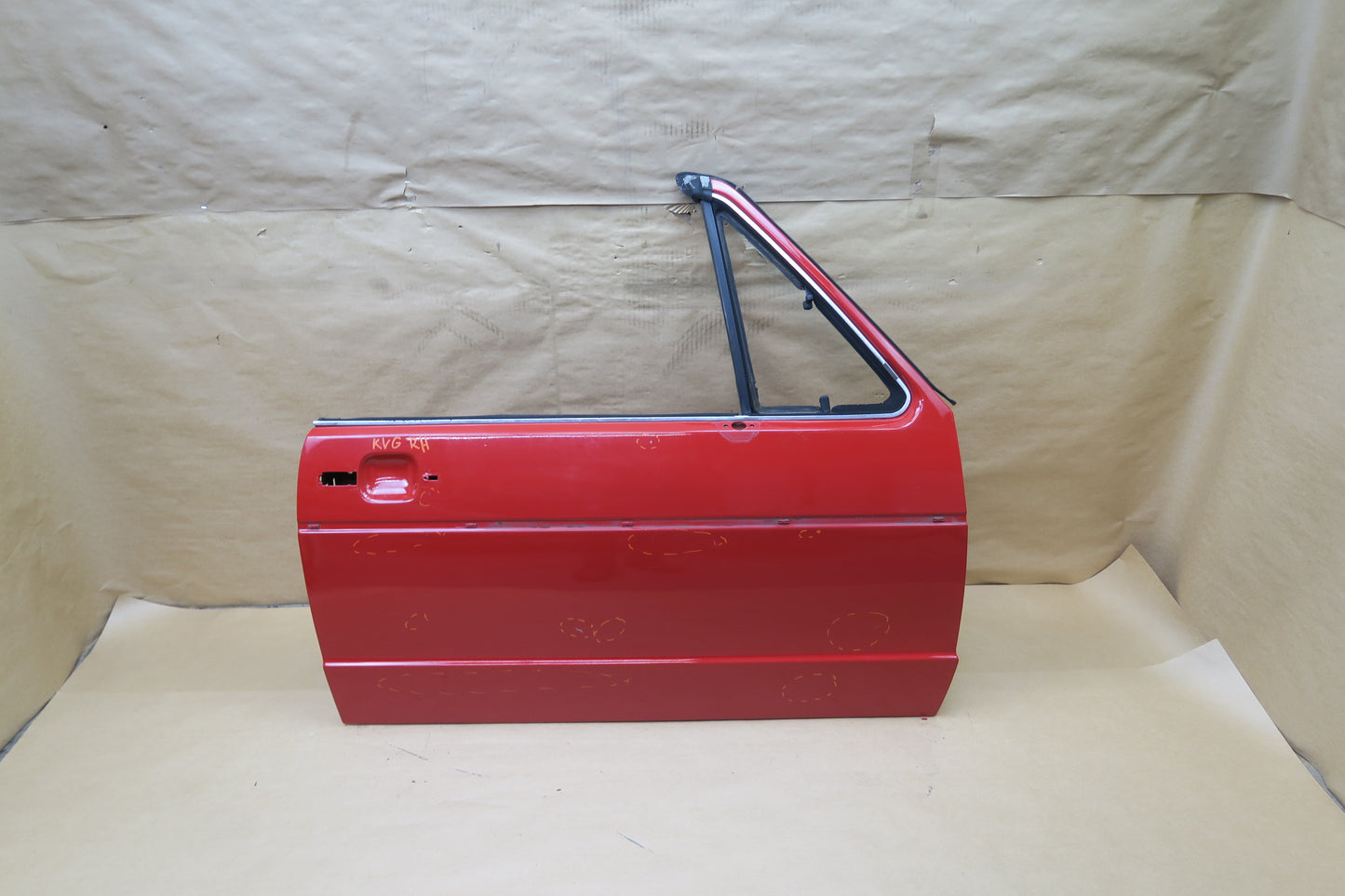 85-93 VW GOLF MK1 CABRIOLET RIGHT PASSENGER DOOR SHELL PANEL RED OEM