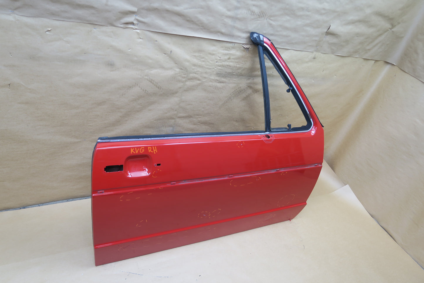 85-93 VW GOLF MK1 CABRIOLET RIGHT PASSENGER DOOR SHELL PANEL RED OEM