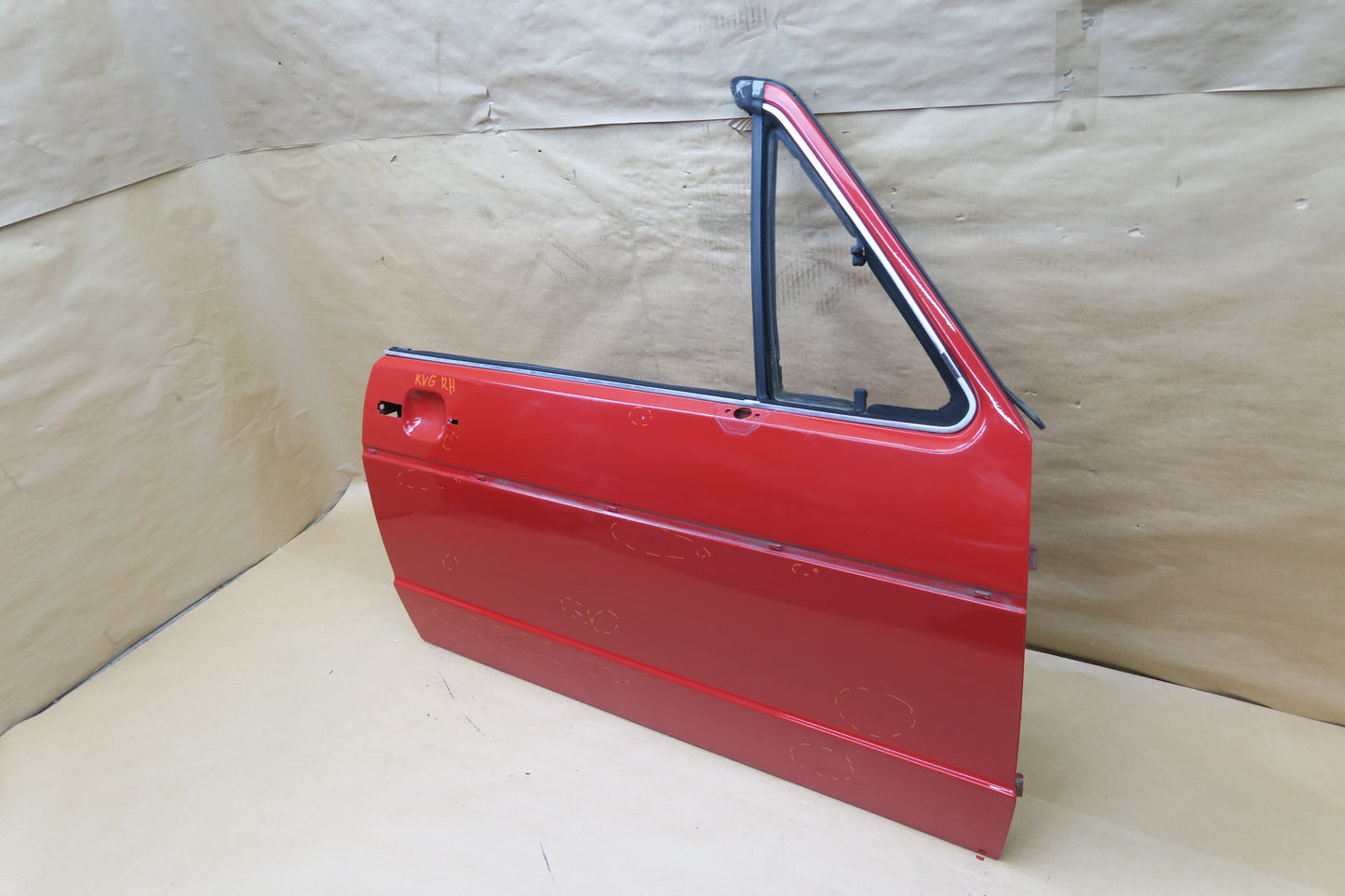 85-93 VW GOLF MK1 CABRIOLET RIGHT PASSENGER DOOR SHELL PANEL RED OEM