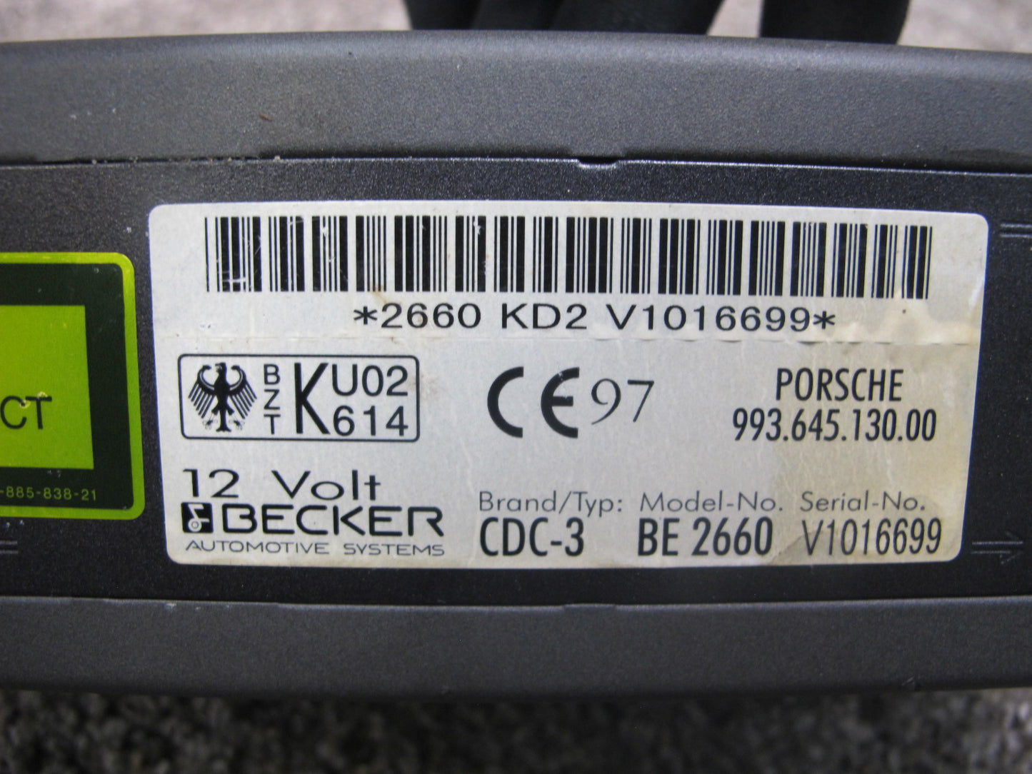 1999-2001 PORSCHE 911 CARRERA 996 CD CHANGER 6 DISC BECKER 99364513000