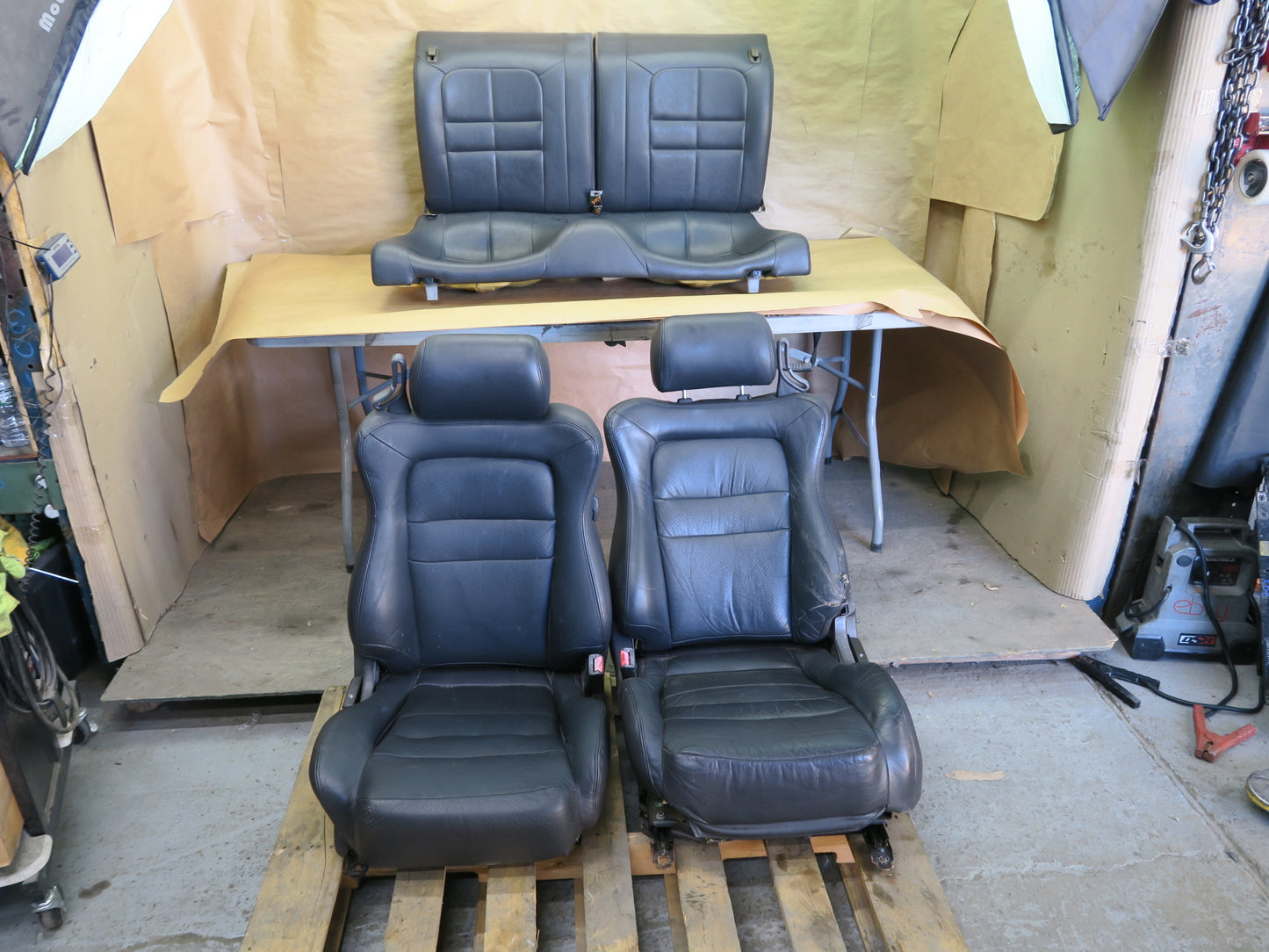 1991-1996 DODGE STEALTH R/T FRONT & REAR LEFT RIGHT SIDE LEATHER SEAT BLACK SET